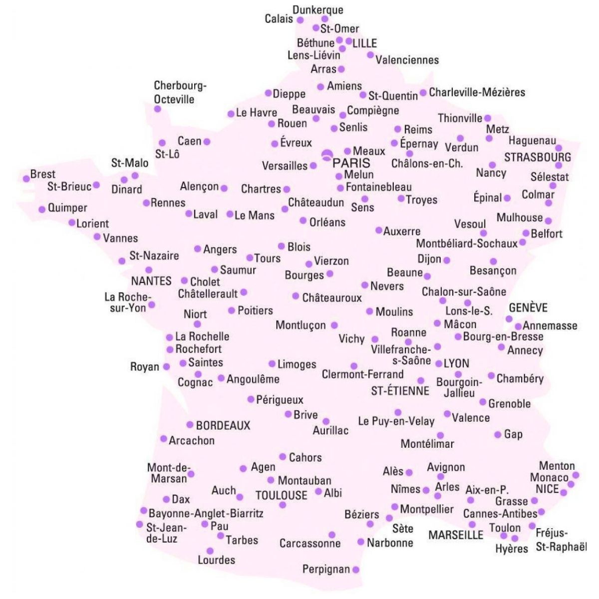 Carte de France montrant la zone d'intervention principale de Underlight Événementiel en Bourgogne et Rhône-Alpes.